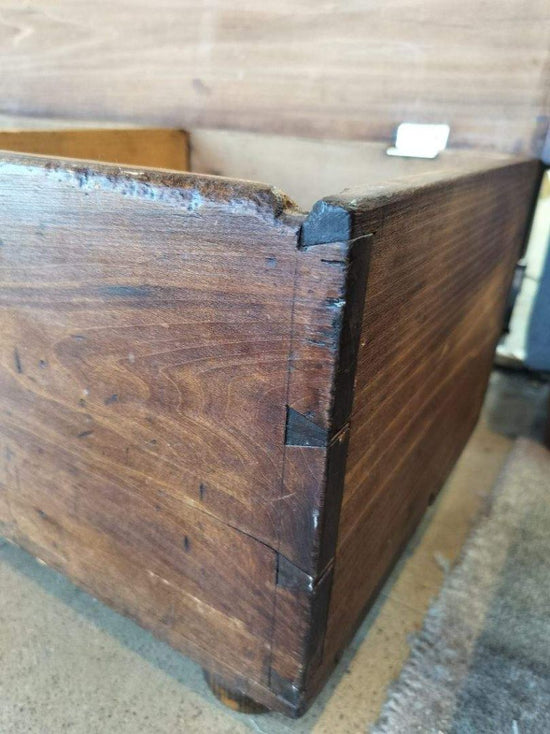 Antique Dove Tailed Trunk. Hinged Lid.