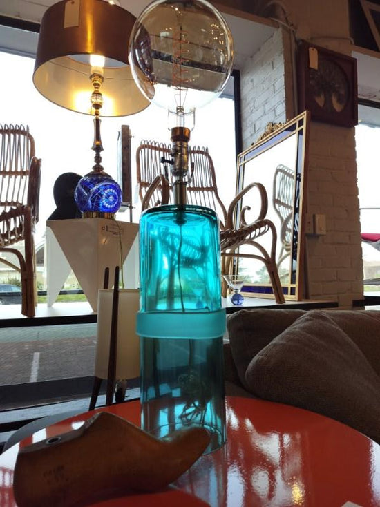Arteriors Hand Blown Blue Glass Table Lamp