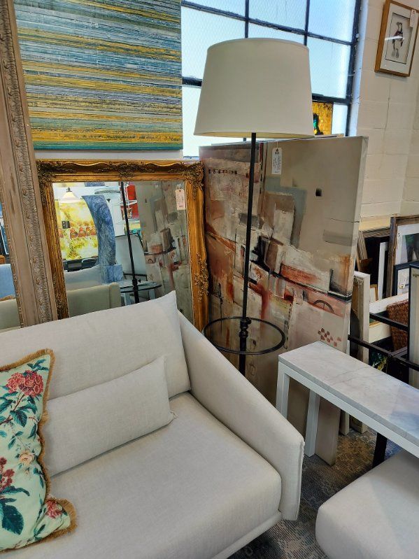 RH Floor Lamp with Glass Side Table