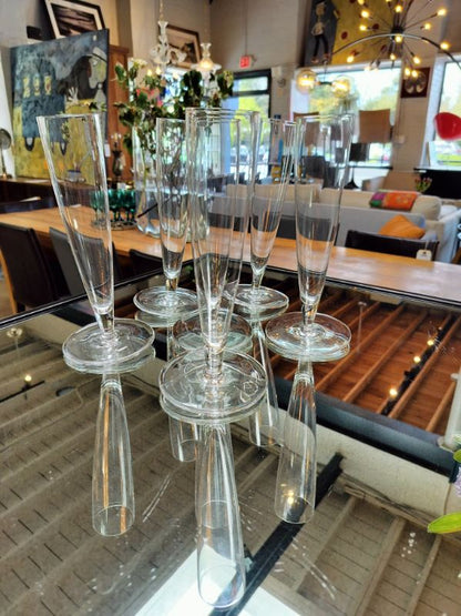 *Modern Clear Crystal Flutes     SET OF 6