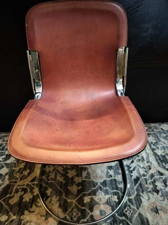 MCM Vintage Willie Rizzo for Cidue Italian Chrome & Leather Chairs (1970"s) - each