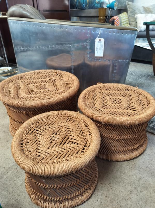 Vintage Occasional Tables in Natural Fiber (SET OF 4)