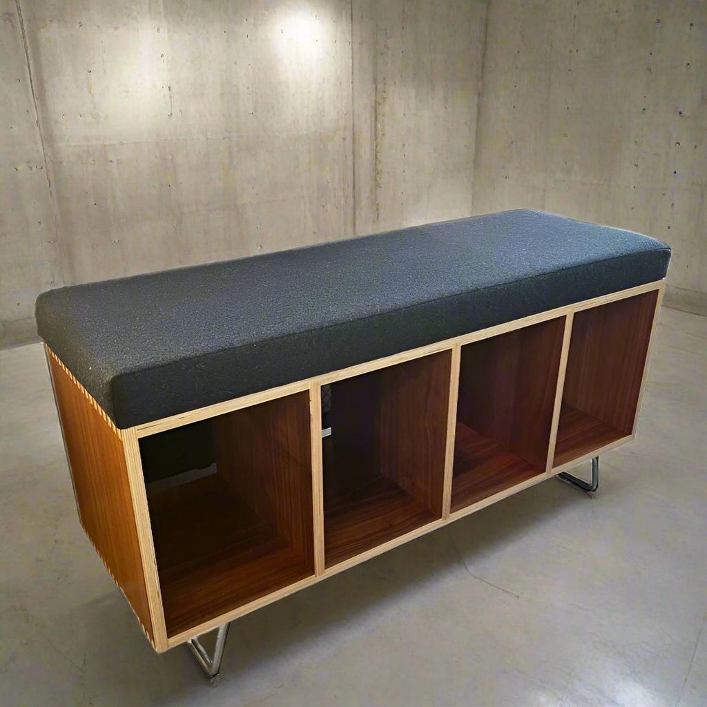 Offi Box Bench with gray wool cushion