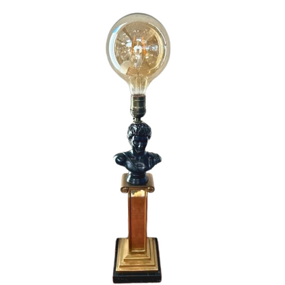 Custom Bronze Bust &amp; Brass Column Base table Lamp