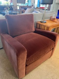 HD buttercup Coco Republic Rust Velvet Lounge Chair, 35 x 36 x 33 in