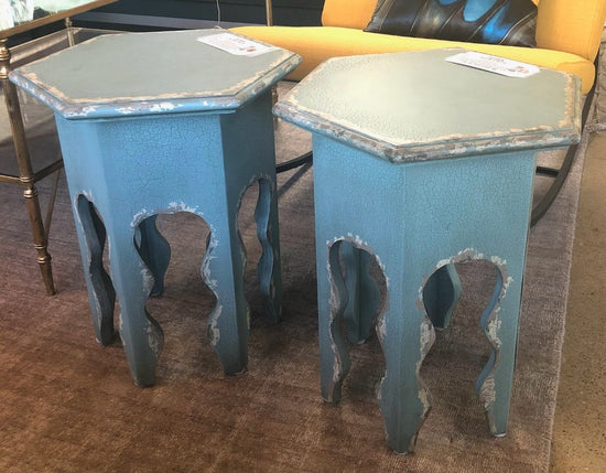 Rachel Ashwell Side Table, Moroccan Style, Robin Blue Distressed