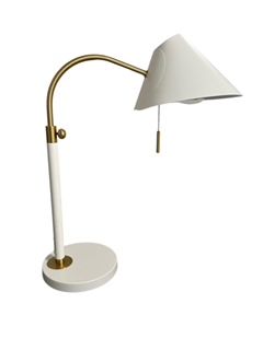 White and brass MCM style table lamp