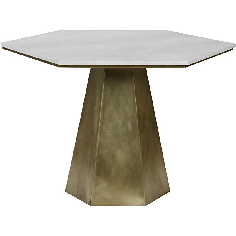 Noir Demetria Antique Brass &amp; Quartz Table