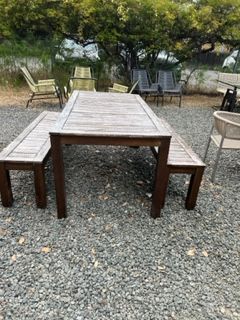 Weathered Table with Two Benches