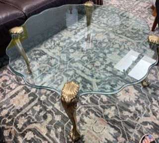 *Vintage P.E.  Guerin brass and scalloped glass coffee table
