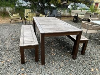 Weathered Table with Two Benches