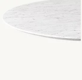 RH Aero Carrara Marble Round Dining Table w Cast Iron Base