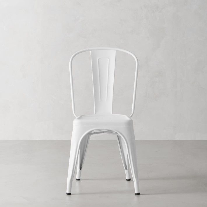 Design Lab White &quot;tolex&quot; style metal chair. Original Price: $250