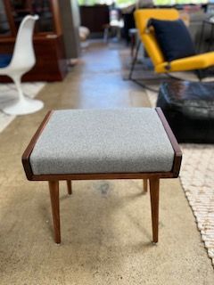 **Custom walnut stool/ottoman with a wool cushion