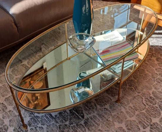One Kings Lane Emilia Coffee Table, Mirror, Brass & Glass