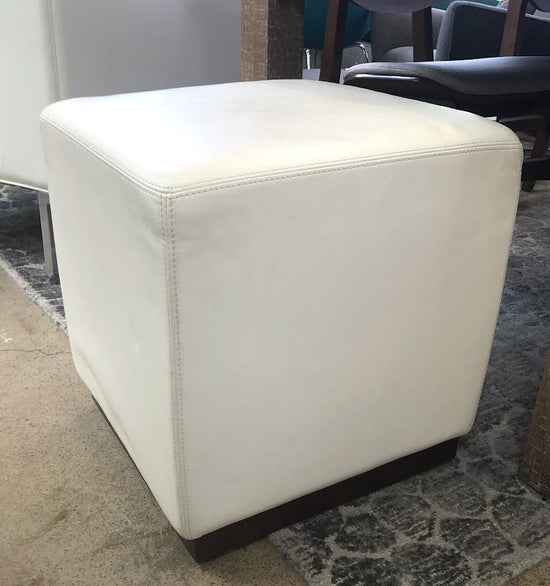 Design Within Reach White Leather Ottoman