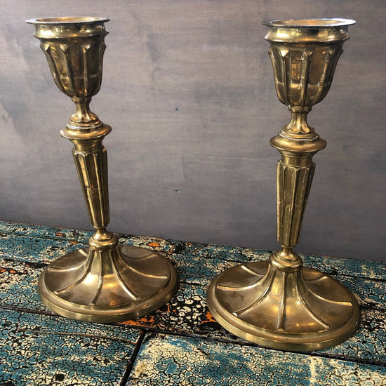 Vintage Brass Candlesticks  PAIR