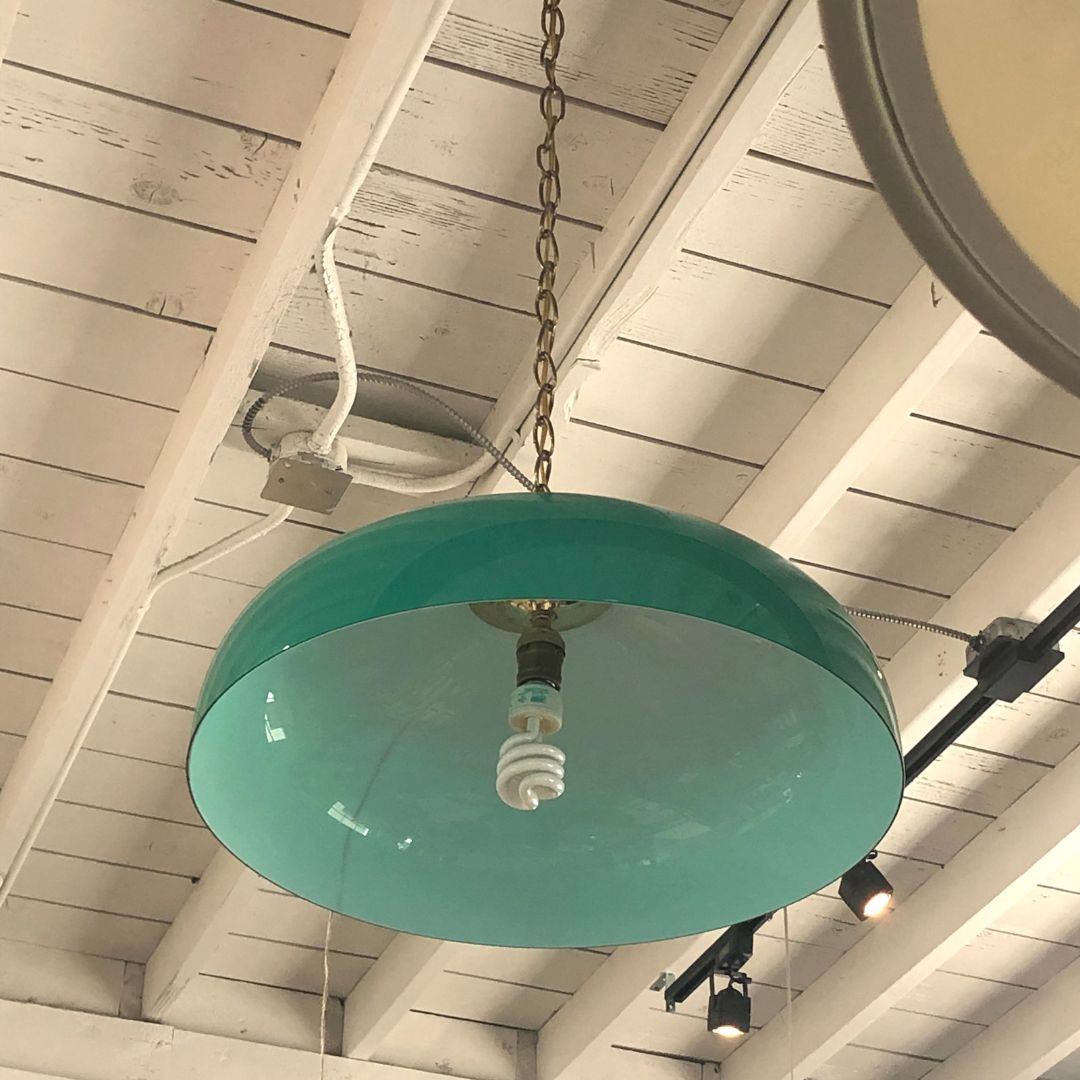 Vintage Italian Green Glass Pendant Light