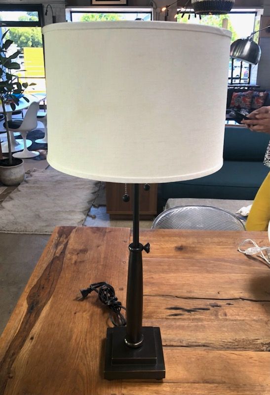Modern Bronze Lamp, Adjustable Height/ Square Base