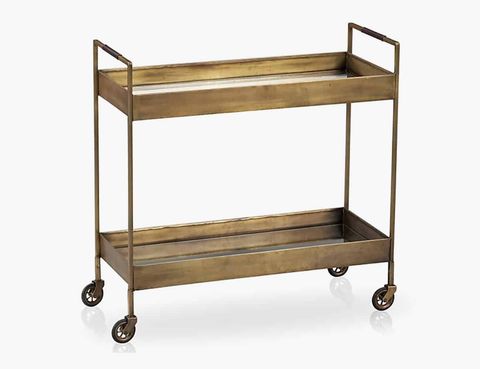 Crate &amp; Barrel Brass Libations Cart