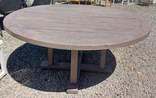 RH Outdoor Dining Table. Weathered Finish