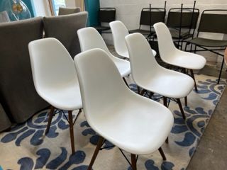 Set of 6 White Molded Eiffle base Chairs