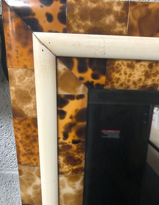 Outstanding Custom Faux Painted Tortoise Shell, Bamboo and Brass Mirror