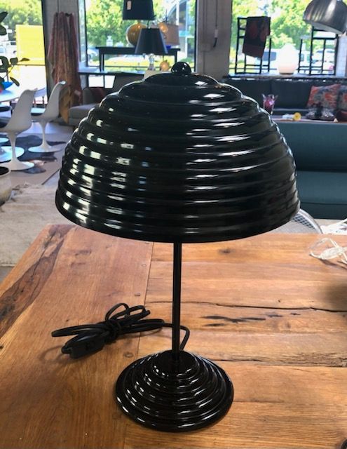 Beehive Glossy Black Shade On Beehive Shaped  Base