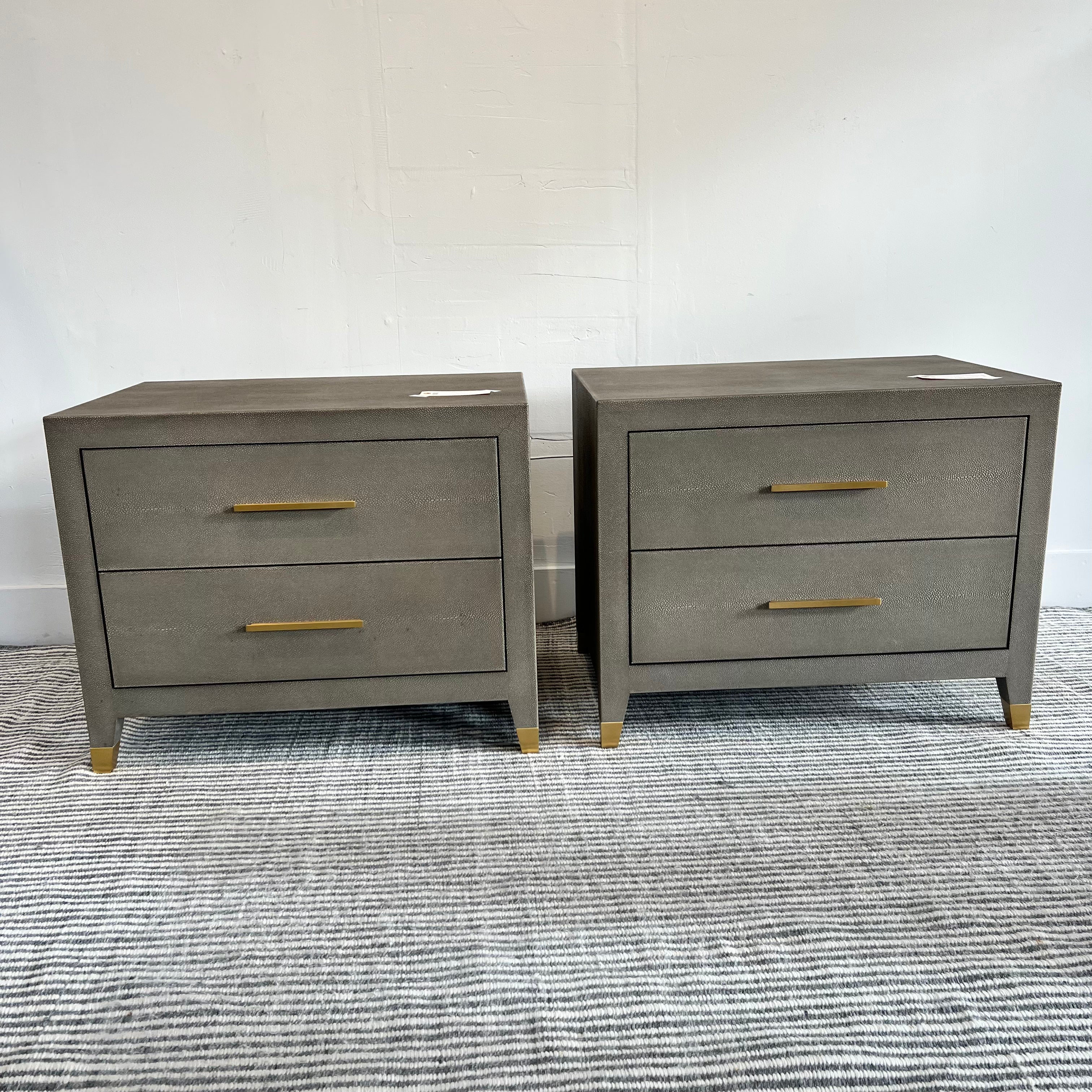 RH Graddon Shagreen Nightstand w/ 2 Drawers. PAIR