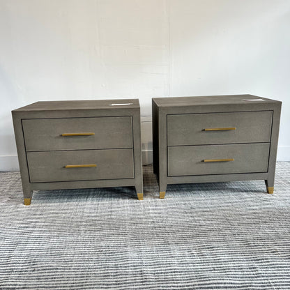 RH Graddon Shagreen Nightstand w/ 2 Drawers. PAIR