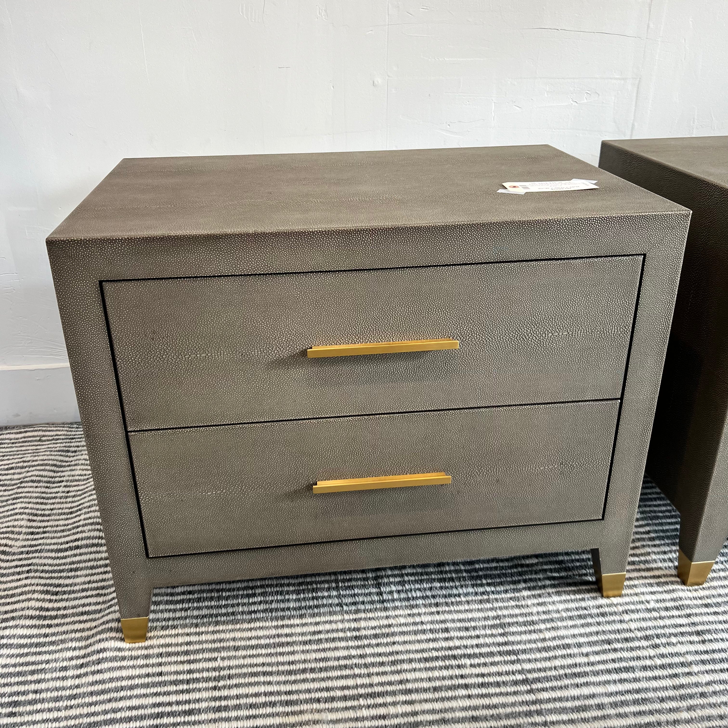 RH Graddon Shagreen Nightstand w/ 2 Drawers. PAIR