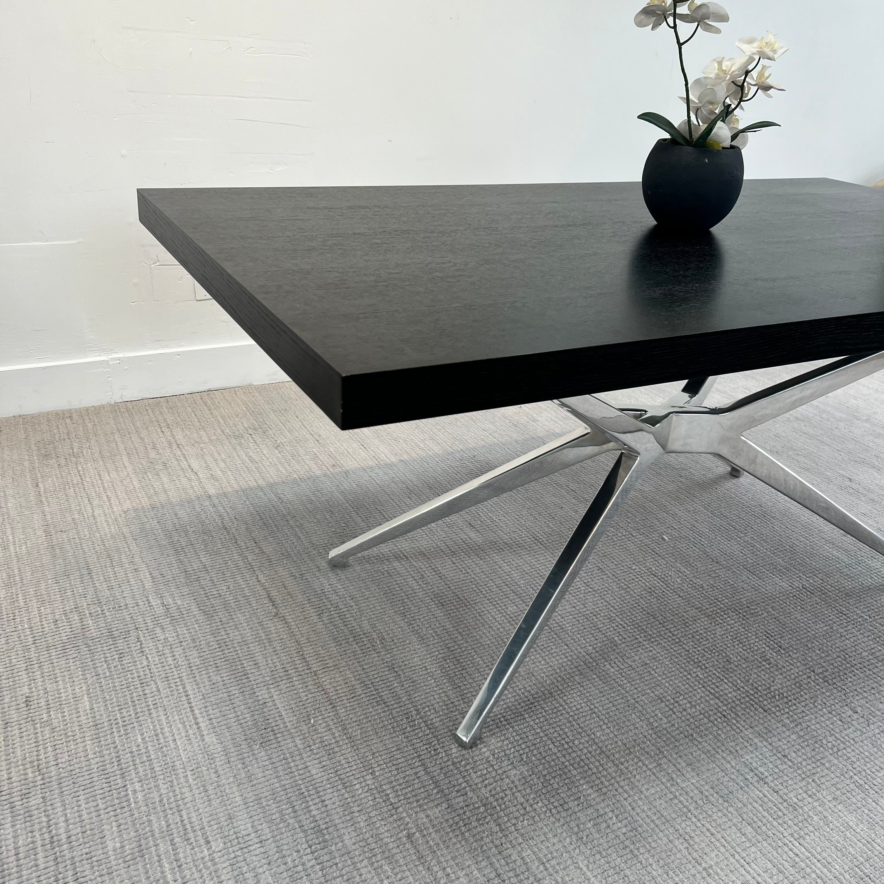 **Black Rectangle Table Polished Aluminum  Base