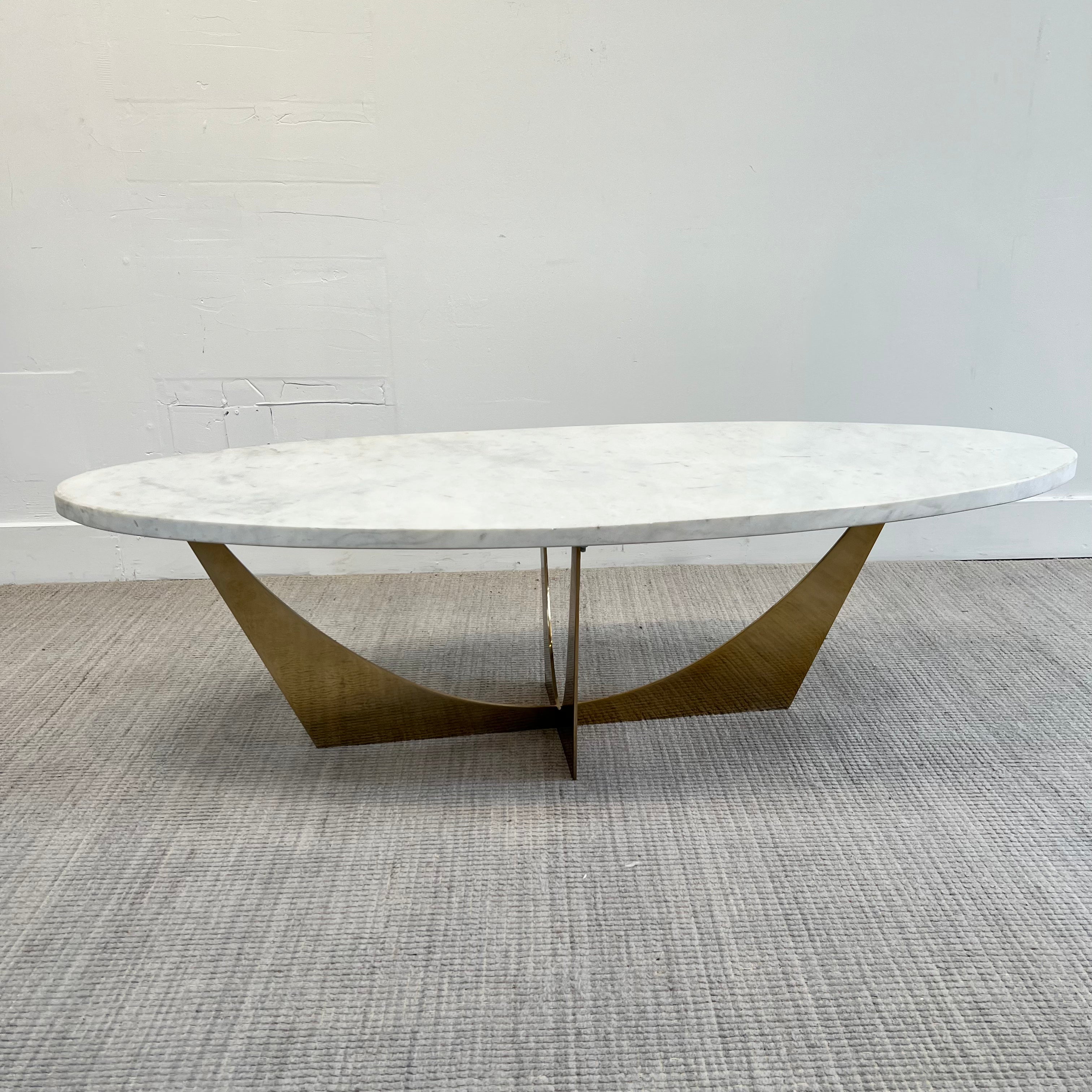 John-Richard Modern Classic Marble/Brass Oval Cocktail Table