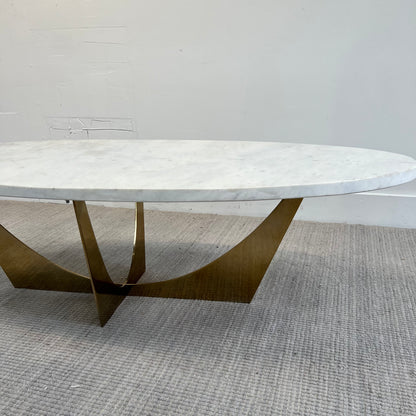 John-Richard Modern Classic Marble/Brass Oval Cocktail Table