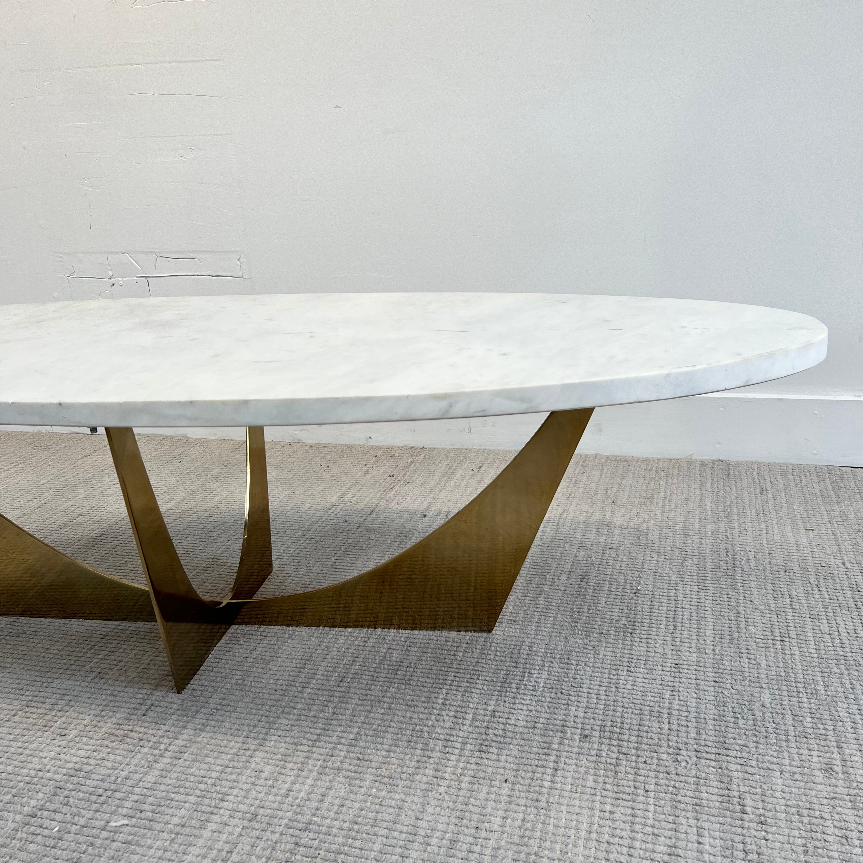 John-Richard Modern Classic Marble/Brass Oval Cocktail Table