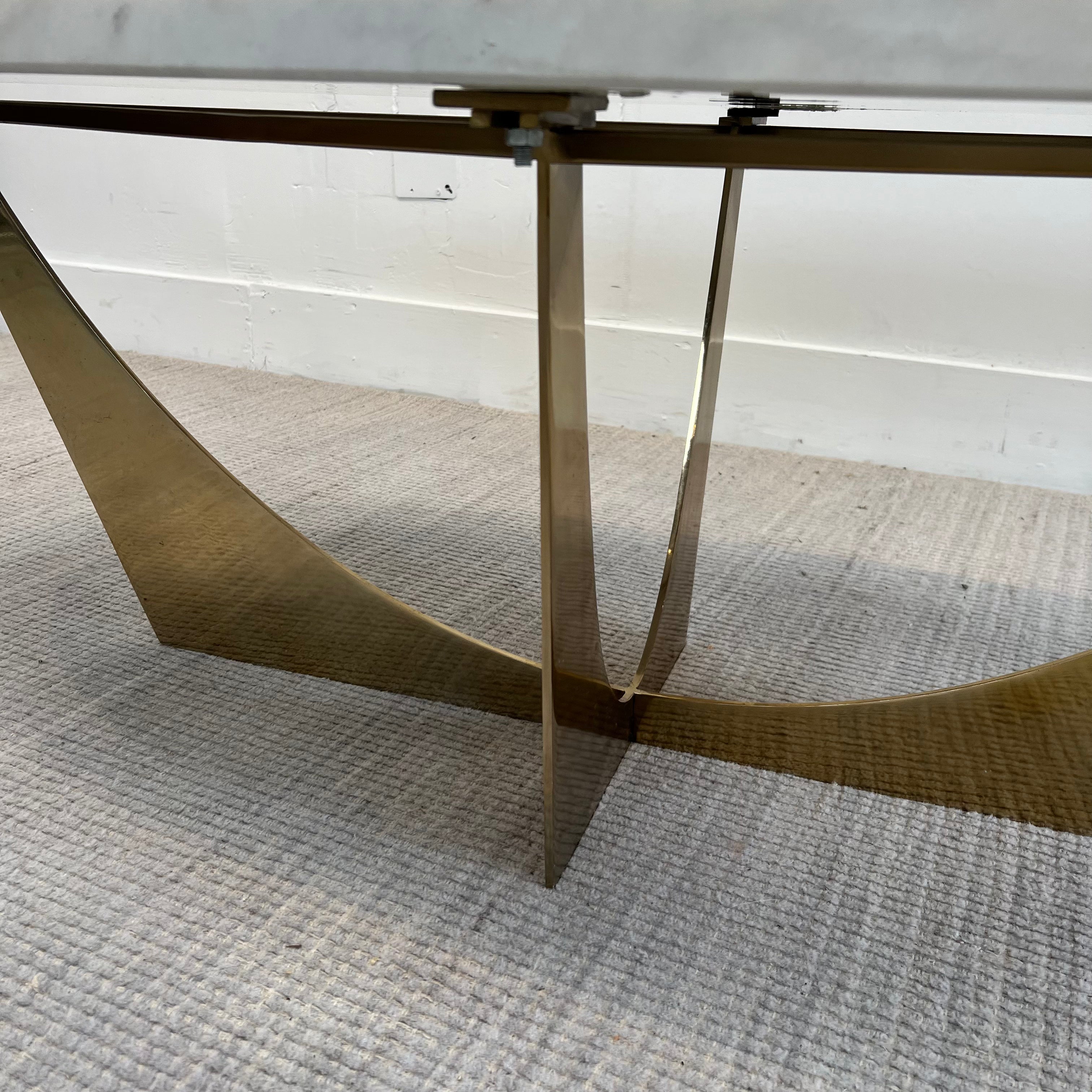 John-Richard Modern Classic Marble/Brass Oval Cocktail Table