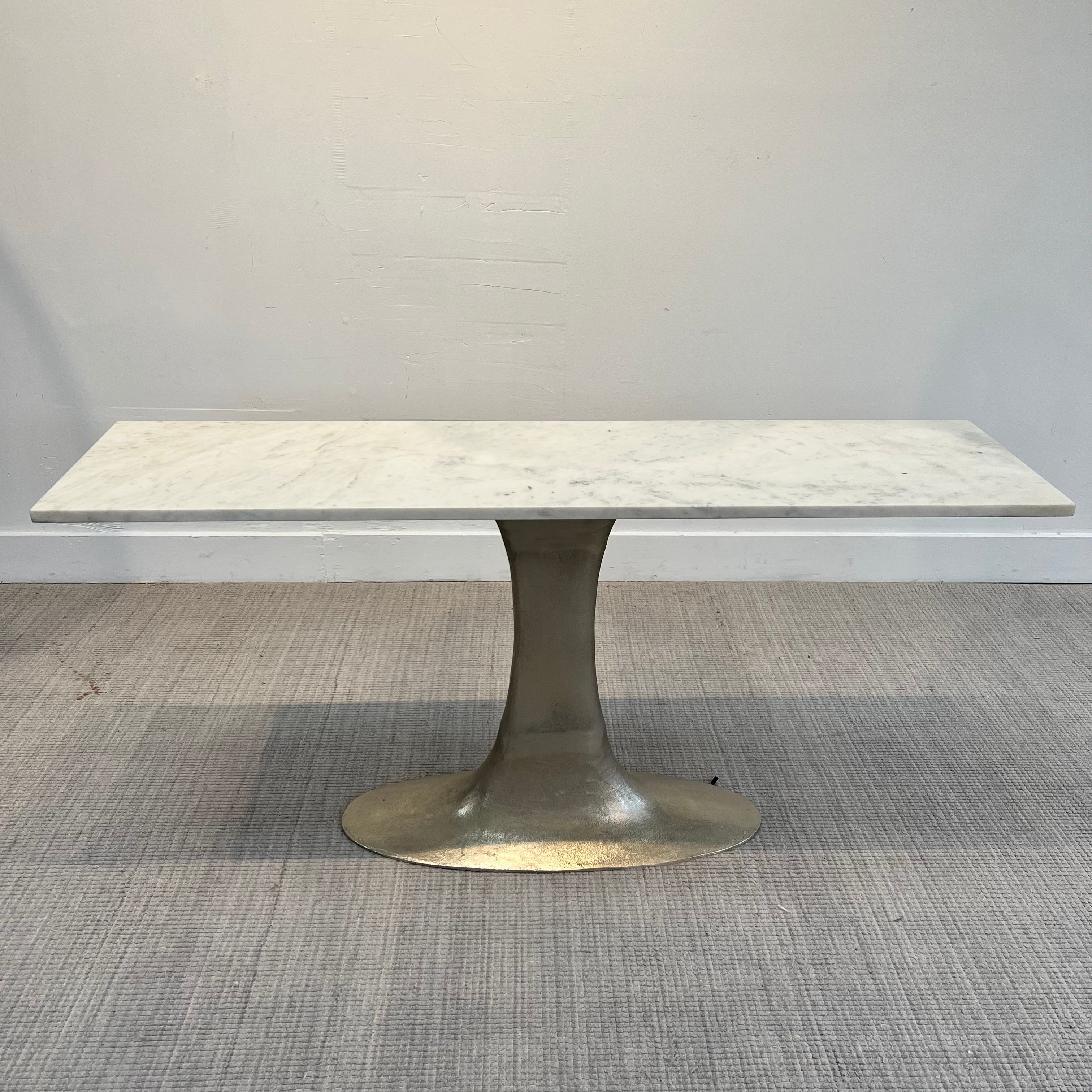 CB2  Pool White Marble Console