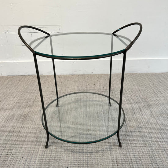 Vintage Round Two Shelf Glass/Metal Accent Table