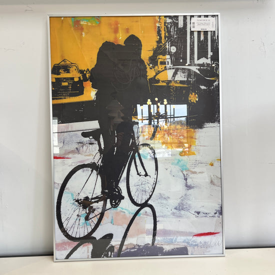 Art framed bike and cityscape